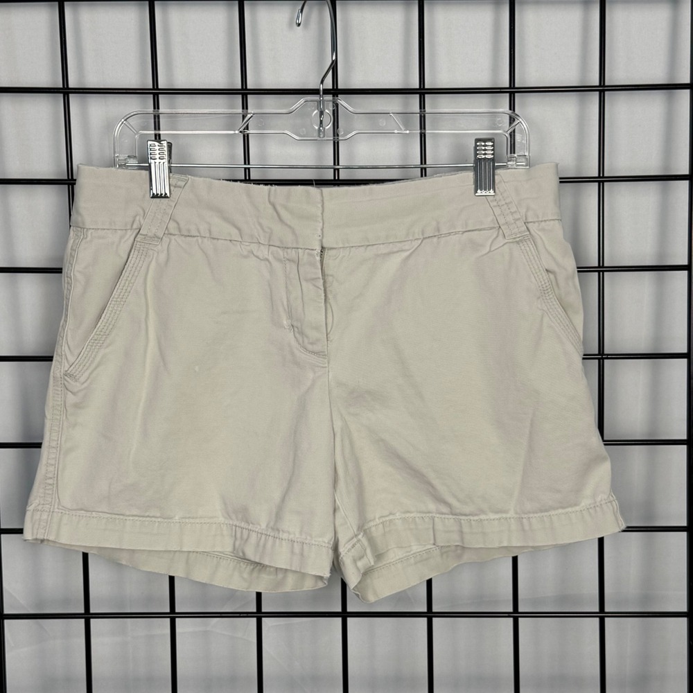 J.Crew Chino Shorts Womens 8 Beige Classic Twill City Fit Weathered Cotton Y2ak
